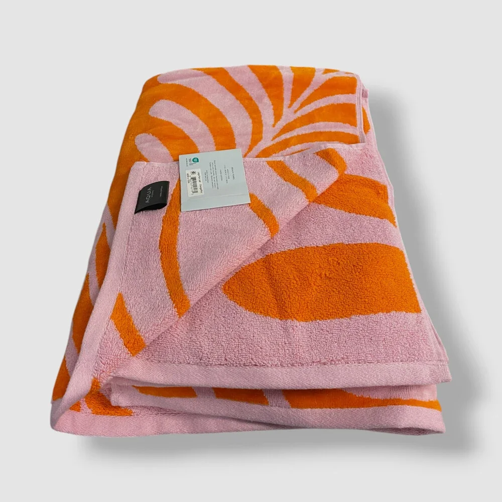 Aqua Home Orange Large Palm Leaf Floral Beach Towel |Size 40 in x 70 in
